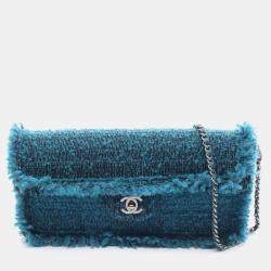 Pre Owned Chanel Coco Mark Shoulder Bag Fabric Green And Black