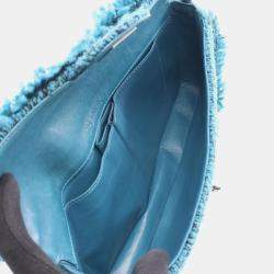 Pre Owned Chanel Coco Mark Shoulder Bag Fabric Green And Black