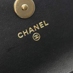Pre Owned Chanel Matelasse Pearl Chain Shoulder Bag Lambskin Leather Black