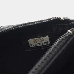 Pre Owned Chanel Matelasse Pearl Chain Shoulder Bag Lambskin Leather Black