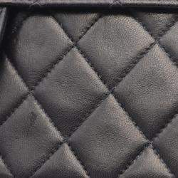 Pre Owned Chanel Matelasse Single Flap Shoulder Bag In Lambskin Leather Black