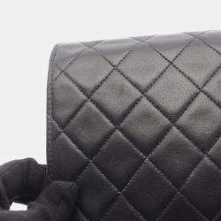Pre Owned Chanel Matelasse Single Flap Shoulder Bag In Lambskin Leather Black