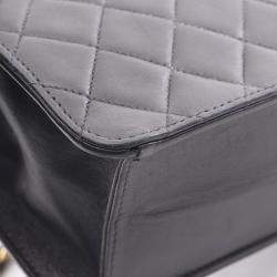 Pre Owned Chanel Matelasse Single Flap Shoulder Bag In Lambskin Leather Black