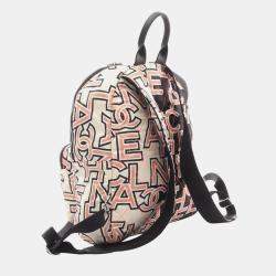 Pre Owned Chanel Matelasse Neon Backpack Canvas Black Ivory Pink