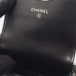 Pre Owned Chanel Matelasse Phone Holder Shoulder Bag Lambskin Leather Black
