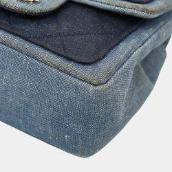 Pre Owned Chanel Mini Matelasse Coco Mark Chain Shoulder Bag In Indigo Blue Denim