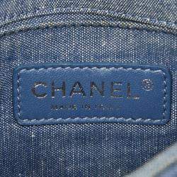 Pre Owned Chanel Mini Matelasse Coco Mark Chain Shoulder Bag In Indigo Blue Denim