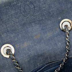 Pre Owned Chanel Mini Matelasse Coco Mark Chain Shoulder Bag In Indigo Blue Denim