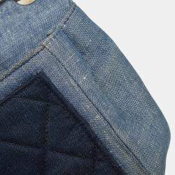 Pre Owned Chanel Mini Matelasse Coco Mark Chain Shoulder Bag In Indigo Blue Denim