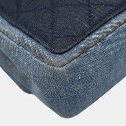 Pre Owned Chanel Mini Matelasse Coco Mark Chain Shoulder Bag In Indigo Blue Denim