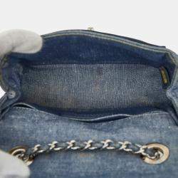 Pre Owned Chanel Mini Matelasse Coco Mark Chain Shoulder Bag In Indigo Blue Denim