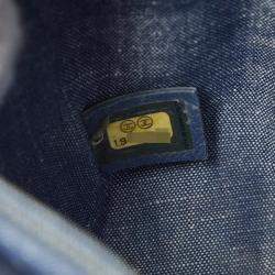 Pre Owned Chanel Mini Matelasse Coco Mark Chain Shoulder Bag In Indigo Blue Denim