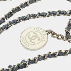 Pre Owned Chanel Mini Matelasse Coco Mark Chain Shoulder Bag In Indigo Blue Denim