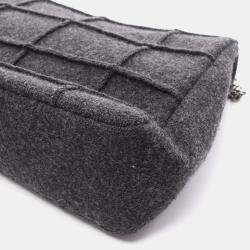 Pre Owned Chanel 2.55 Chocobar Shoulder Bag Wool Gray