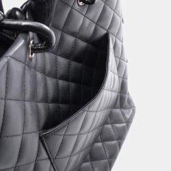 Pre Owned Chanel Cambon Medium Tote Bag Leather Black/White