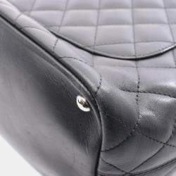 Pre Owned Chanel Cambon Medium Tote Bag Leather Black/White