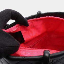 Pre Owned Chanel Cambon Medium Tote Bag Leather Black/White