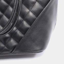 Pre Owned Chanel Cambon Medium Tote Bag Leather Black/White