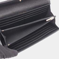 Pre Owned Chanel Matelasse Bifold Long Wallet In Grained Calfskin Leather Black