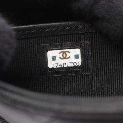 Pre Owned Chanel Matelasse Bifold Long Wallet In Grained Calfskin Leather Black