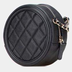 Pre Owned Chanel Matelasse Coco Mark Cc Filigree Chain Shoulder Bag Black Caviar Leather