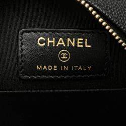 Pre Owned Chanel Matelasse Coco Mark Cc Filigree Chain Shoulder Bag Black Caviar Leather