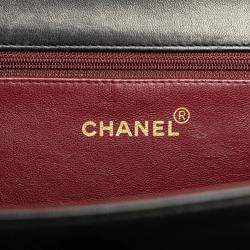 Pre Owned Chanel Matelasse Coco Mark Full Flap Push Lock Chain Shoulder Bag In Black Lambskin
