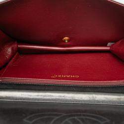 Pre Owned Chanel Matelasse Coco Mark Full Flap Push Lock Chain Shoulder Bag In Black Lambskin