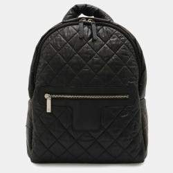 Pre Owned Chanel Coco Cocoon Backpack/Daypack In Quilted Nylon And Leather Black Bordeaux