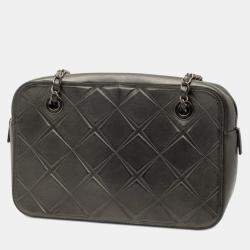 Pre Owned Chanel Coco Mark Hobo Chain Shoulder Bag In Gray And Silver Leather