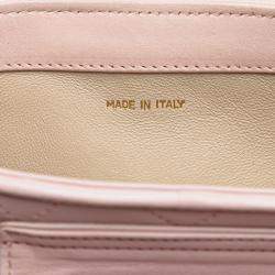 Pre Owned Chanel Matelasse Coco Mark Fringe Chain Shoulder Bag Pink Lambskin