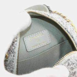 Pre Owned Chanel 19 Round Clutch Chain Shoulder Bag In Tweed And Leather Gray