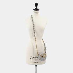 Pre Owned Chanel 19 Round Clutch Chain Shoulder Bag In Tweed And Leather Gray