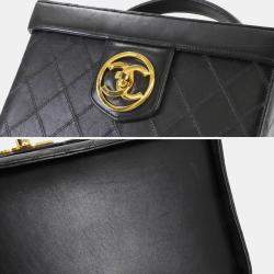 Pre Owned Chanel Bicolore Vanity 2-Way Hand/Shoulder Bag In Black Lambskin