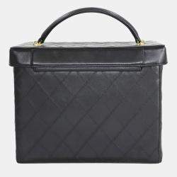 Pre Owned Chanel Bicolore Vanity 2-Way Hand/Shoulder Bag In Black Lambskin