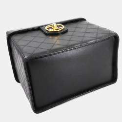 Pre Owned Chanel Bicolore Vanity 2-Way Hand/Shoulder Bag In Black Lambskin