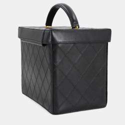 Pre Owned Chanel Bicolore Vanity 2-Way Hand/Shoulder Bag In Black Lambskin