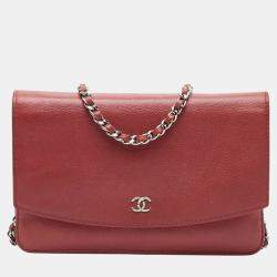 Pre Owned Chanel Coco Mark Chain Shoulder Bag In Pink Caviar Skin