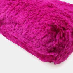 Pre Owned Chanel Lapin Rabbit Fur Coco Mark Chain Bag Shoulder Leather Purple Pink