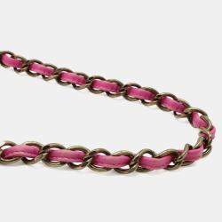 Pre Owned Chanel Lapin Rabbit Fur Coco Mark Chain Bag Shoulder Leather Purple Pink