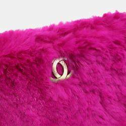 Pre Owned Chanel Lapin Rabbit Fur Coco Mark Chain Bag Shoulder Leather Purple Pink