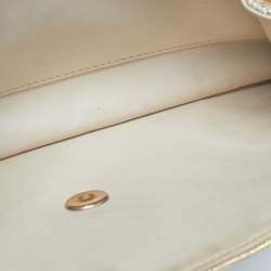 Pre Owned Chanel Triple Compartment CC Flap Gold Quilted Lizard Bag