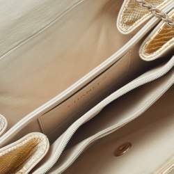 Pre Owned Chanel Triple Compartment CC Flap Gold Quilted Lizard Bag