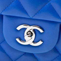 Pre Owned Chanel Blue Jumbo Classic Lambskin Single Flap