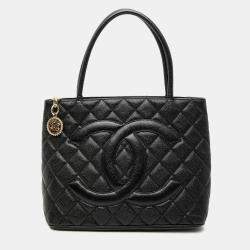 Pre Owned Chanel Black Caviar Medallion Tote