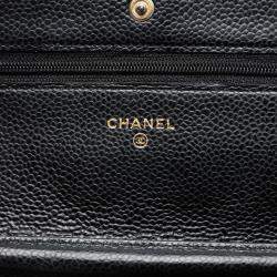 Pre Owned Chanel Black CC Quilted Caviar Wallet on Chain