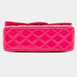 Pre Owned Chanel Pink Mini Rectangular Classic Patent Single Flap