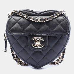 Pre Owned Chanel Black Mini Lambskin CC in Love Heart Crossbody