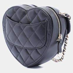 Pre Owned Chanel Black Mini Lambskin CC in Love Heart Crossbody