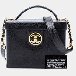 مملوكة مسبقًا Chanel Black CC Caviar Vanity Box Case